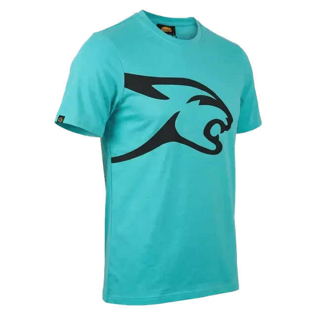 predator-one-cat-head-t-shirt-teal-schwarz-baumwolle image 1