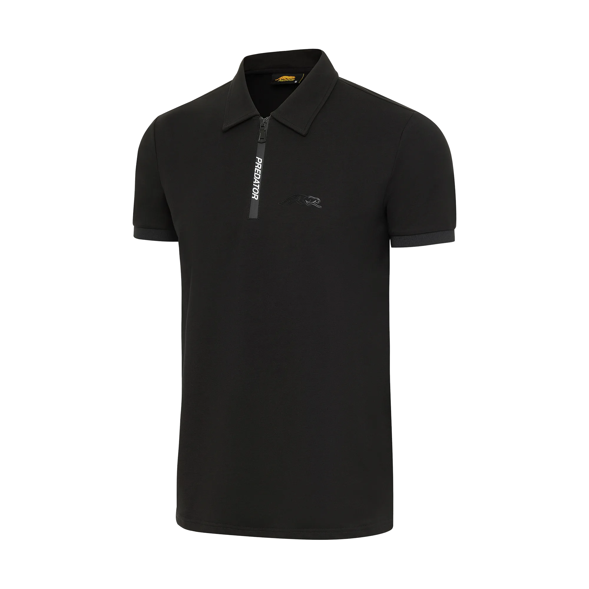 predator-one-black-cat-polohemd-schwarz-quarter-zip-baumwolle image 1