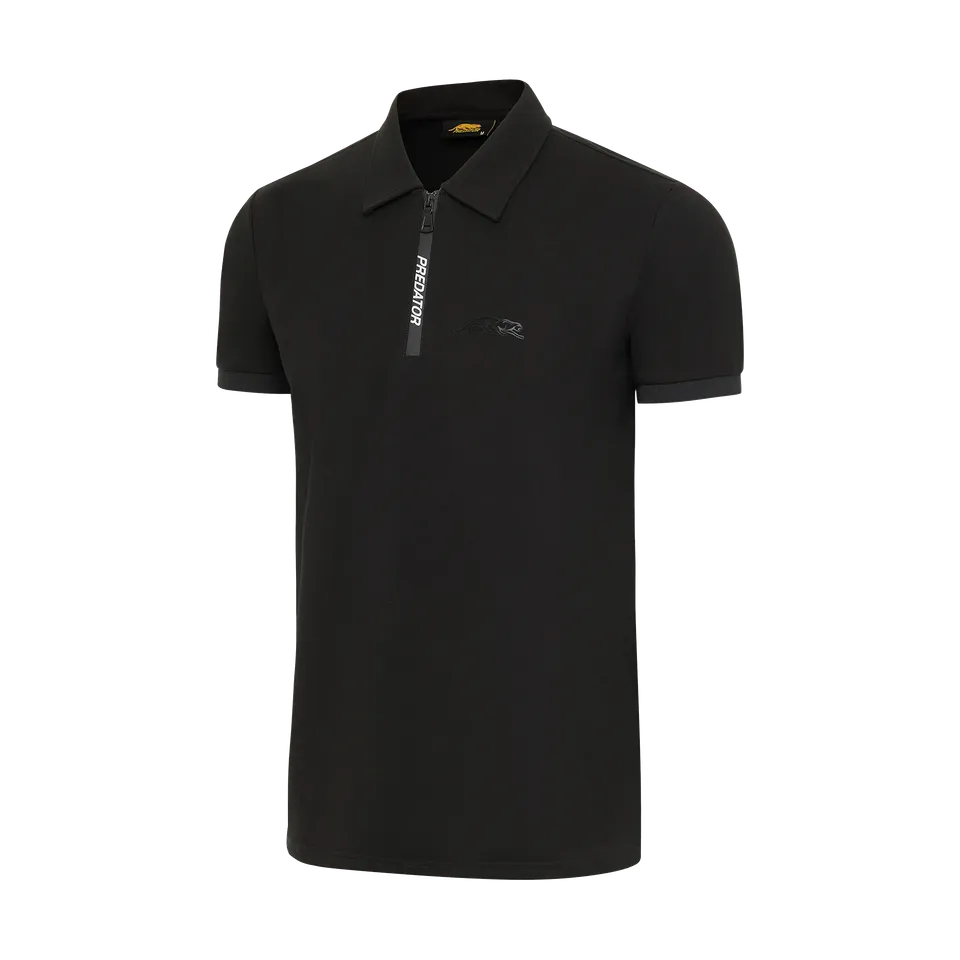 predator-one-black-cat-polohemd-schwarz-quarter-zip-baumwolle image 1